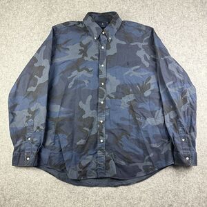 Polo Ralph Lauren Camo Shirt Mens XXL 2XL Blue Oxford Twill Classic Long Sleeve